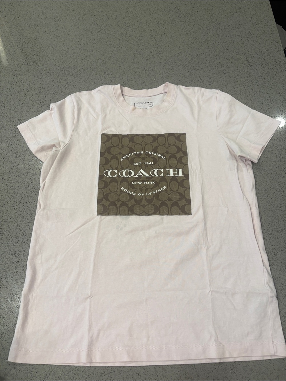 Coach Men's Light Pink Logo Tee with Signature Patch